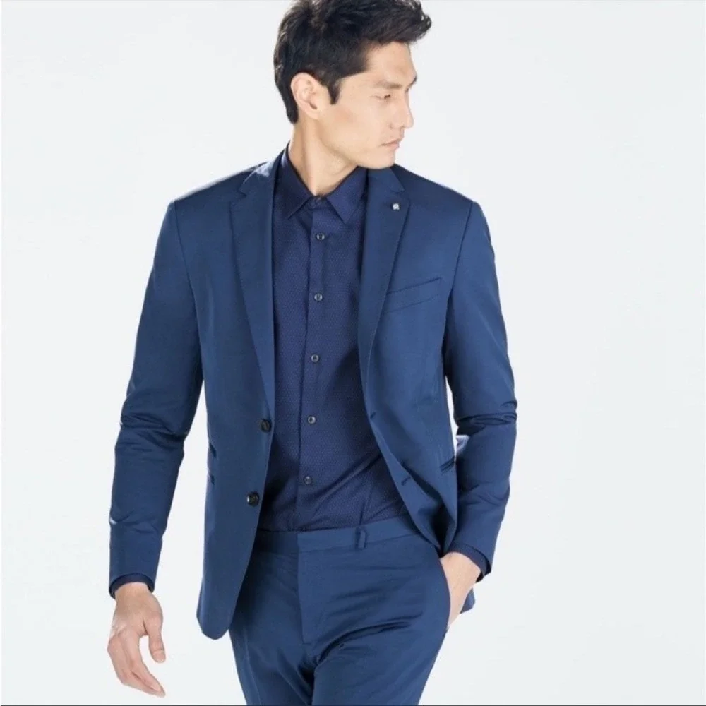 Zara Man navy blue blazer size USA 38‎ two buttons classic elegant casual